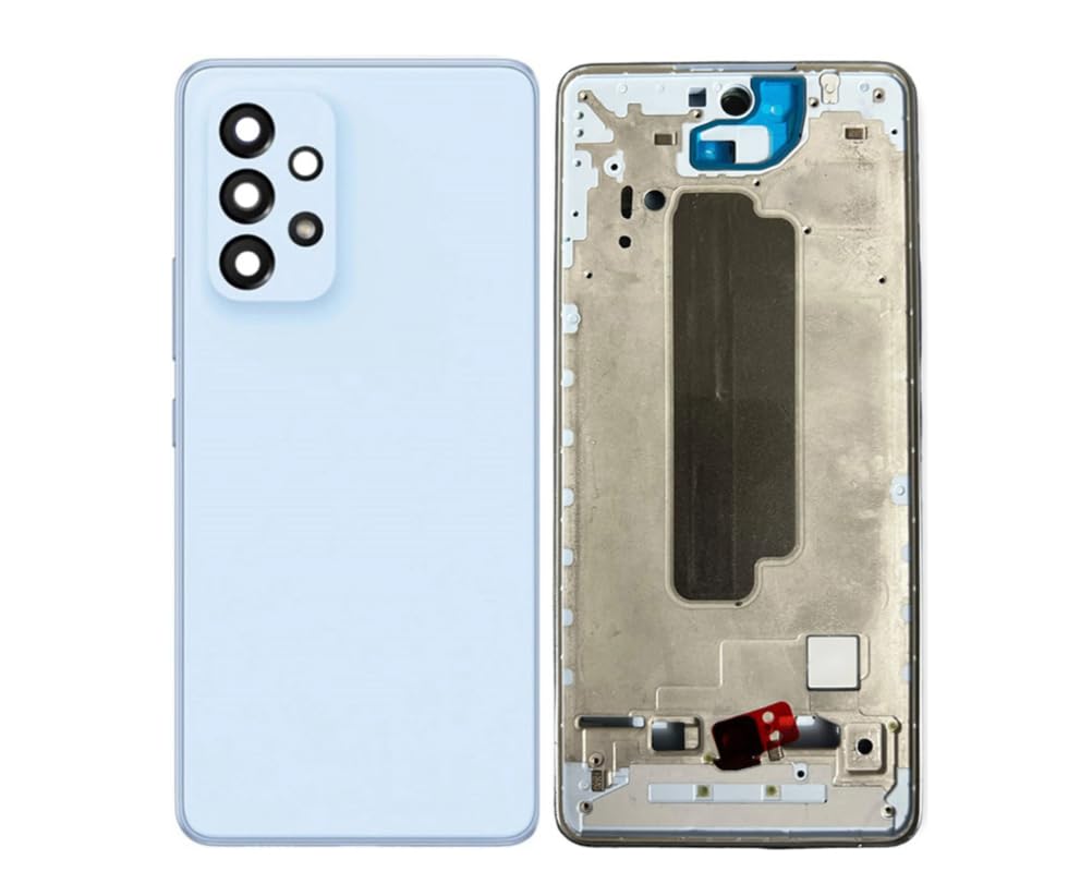 imbi) Compatible with Samsung Galaxy A53 Replacement Full Body, Back Panel with Frame, Camera Glass, Power Volume Button Blue-image-25