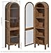 64.17 in Tall Arched Display Cabinet with Acrylic Glass Doors 5-Tier Kitchen Pantry Storage Cabinets Modern Wood Curio Cabinet Bookcase for Living Dining Room (Walnut, 16.92‘’W)