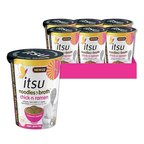 itsu chickn ramen instant noodles & broth pot 64g | Instant Noodles Snack Multipack | Quick-to-Make Snack | Gluten free | Vegan | Pack of 6