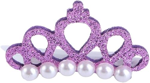 1 Pc Pet Small Dogs Cat Faux Pearl Crown Shape Bows Hair Accessories, Pets Hair Clips Dog Accessories DIY Pet Grooming Supplies Apparel Accessories (Purple)