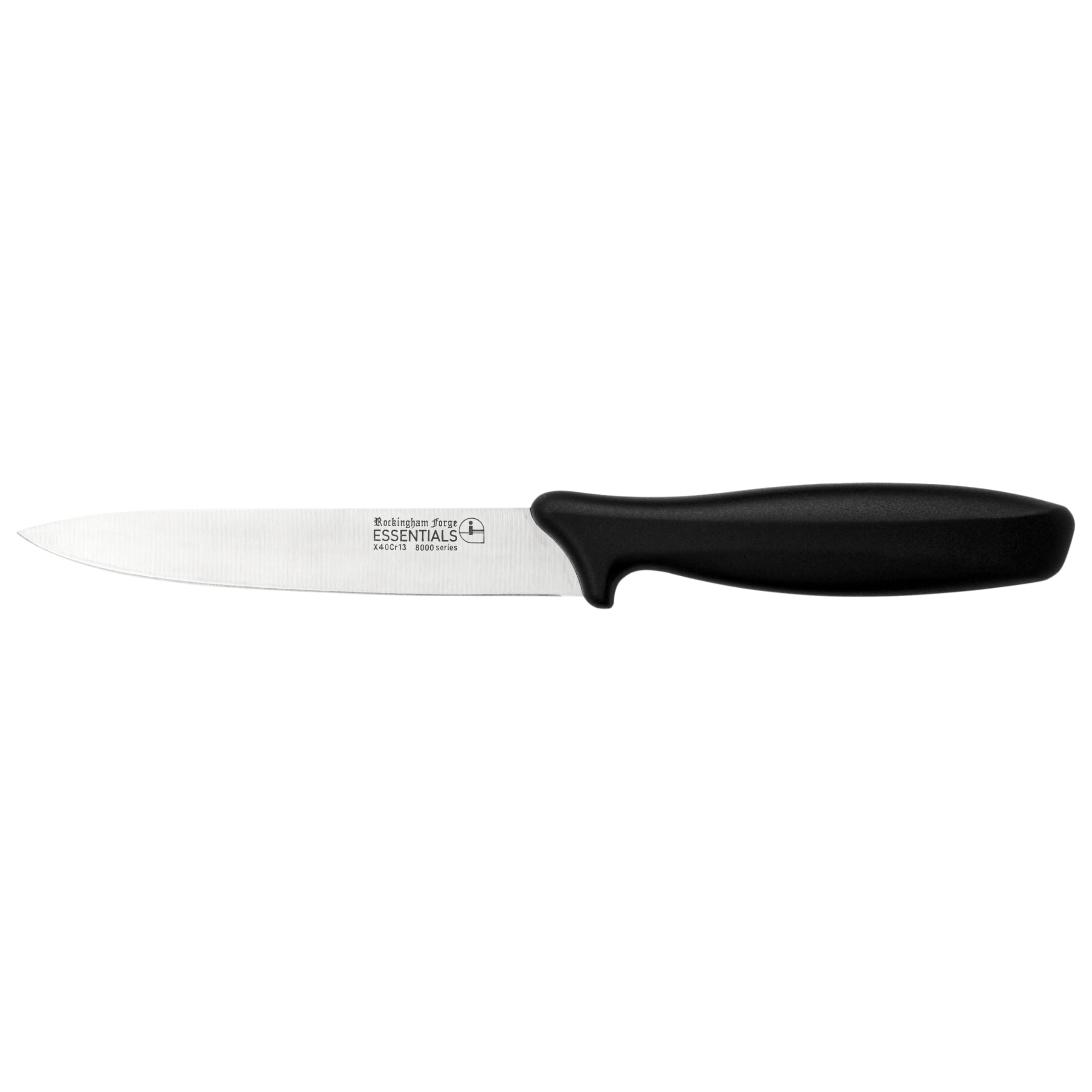 Rockingham Forge Range 12.5cm Utility Knife - Lightweight Sharp Stainless Steel Kitchen Knives with Black Handle