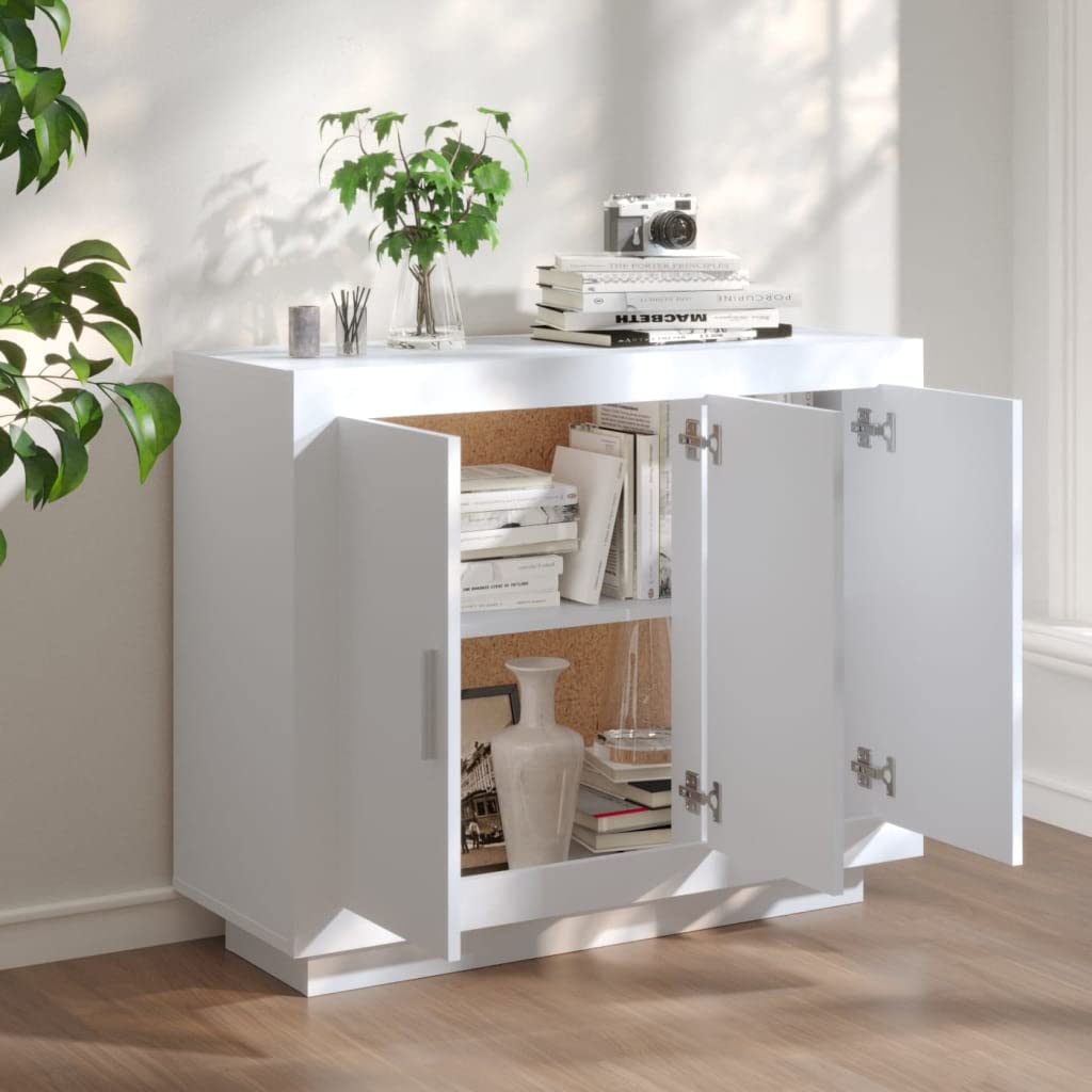 Credenza,Mobiletto Multiuso Madie moderne soggiorno Con scomparti Per Sala da Pranzo Salotto Corridoio Cucina Bianca 92x35x75 cm in Legno Multistrato