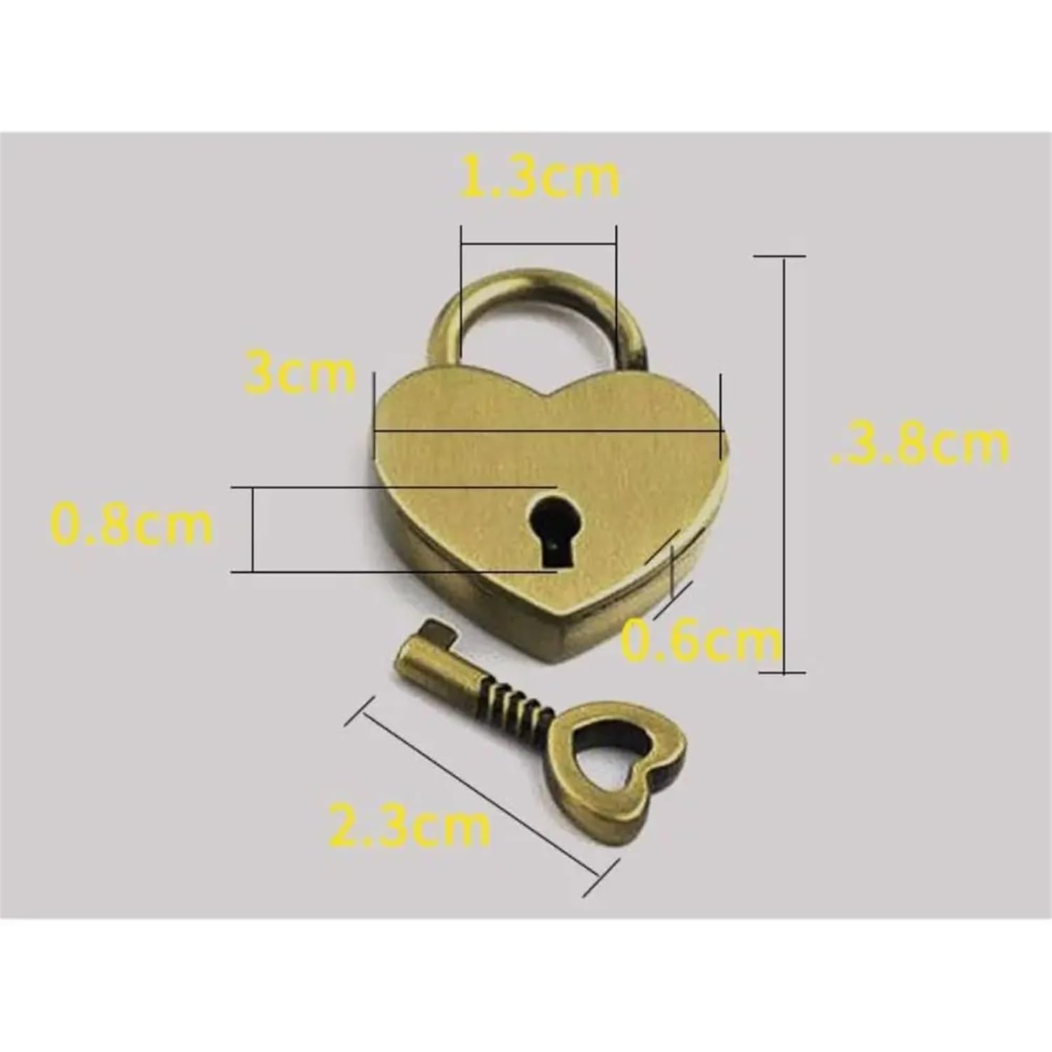 Vintage Heart Shape Key Lock Diary Book Jewelry Box Mini Padlock Travel Suitcase Luggage Backpack Zipper Padlock with Key 1Pcs(Gun Black)