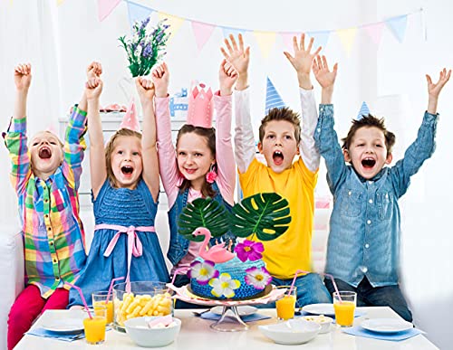 Lebery 7Pcs Flamingo Cake Toppers Flamingo Birthday Cake Decorationss Flamingo Hibiscus Flowers Palm Leaves Hawaiian Luau Cake Decoration For Tropical Theme Birthday Baby Shower Wedding Party Supplies #TOP3