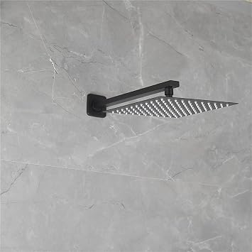 Matte Black Shower Faucet Set, Bathroom Shower System with 8 Inch Rainfall Showerhead Wall Mounted,Single Function Shower Trim Kit with Rough-in Valve