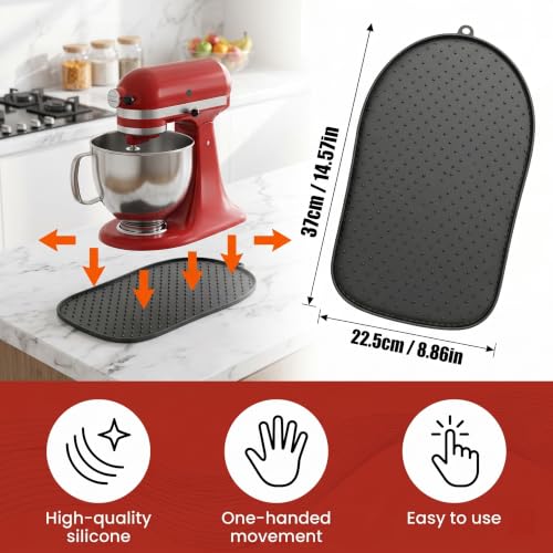 Mixer Slider Mat Compatible with KitchenAid Stand Mixer, Non-Slip Silicone Sliding Mat for Heavy-duty 3.5-7QT Mixer, Countertop Protector, Grey