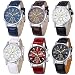 Yunanwa 6 Pack Men's Leather Quartz Watch Geneva Boys Casual Dress Wrist Band Watches Wholesale Lots Set (6pcs-C005)