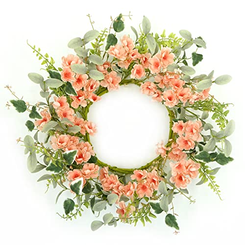 20" Artificial Spring Summer Wreath with Pink Cherry Blossoms Flo...