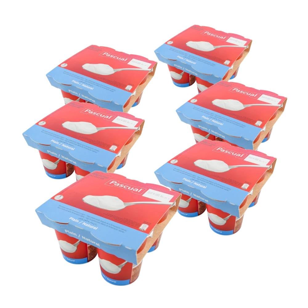 Yogur pascual natural 4 yogures caja de 6 packs. Total 24 yogures