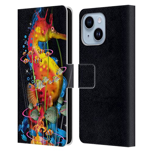 Étui portefeuille Dave Loblaw pour iPhone 14 Plus en cuir avec motif hippocampe