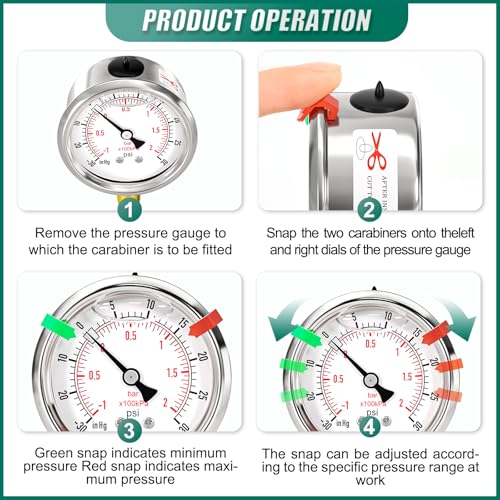 Image of Glycerin Filled Vacuum Pressure Gauge-30-30psi Stainless Steel 1 /4 inch NPT 2.5 inch Dial, for LowerMounting Designed for Pressure Testing of Water, Oil and Air (with Range Mark Pointer)