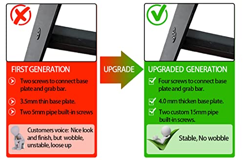 Updated Outdoor Handrail Wall Mount, Garage Railing With Polished Black Finished, Wall Mounted Hand Rail For Garage, Porch, Garden 1 To 3 Steps Stairs (Oval Flat Pipe) #TOP2