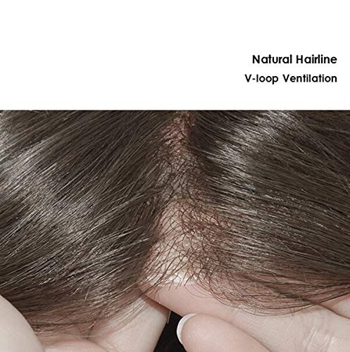 Foto von Lordhair Echthaar Toupet für Männer, 0,1 mm Alle V-Looped Dünnes Haut Haarteil Basisgröße 8 x 10 Zoll Leichtes Mittlerer Dichte Haarersatzsystem