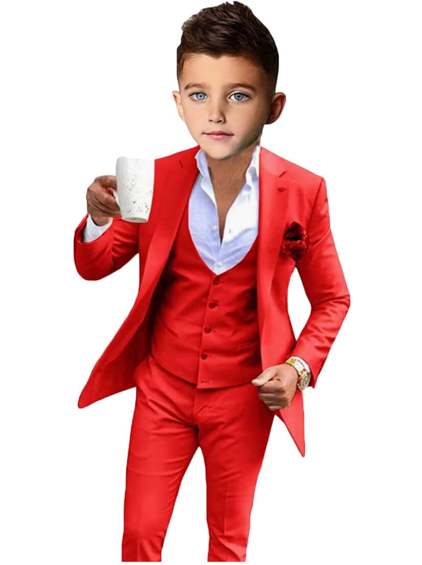 Costume 3 pièces pour garçon pour mariage, revers à revers - Costume de fête formel pour garçon