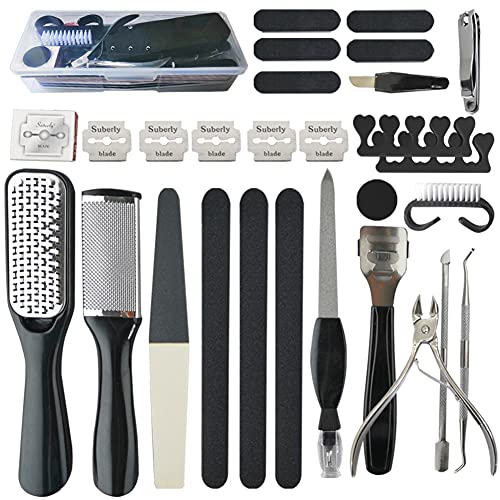 Professional Pedicure Tools Kit, 20/23 in 1 Stainless Steel Foot Spa Care Set Foot Rasp Dead Skin Callus Remover Foot File Foot Scrubber for Women Men Salon or Home Use