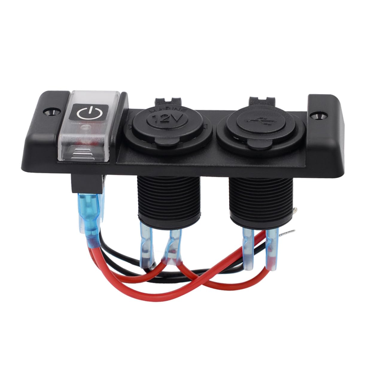 Pannello Caricatore Presa Accendisigari Dual USB 12-24v Nero | Abs, Alimentazione per Telefono e Tablet, per Auto, Barca e Yacht, Alta per Uso Nautico