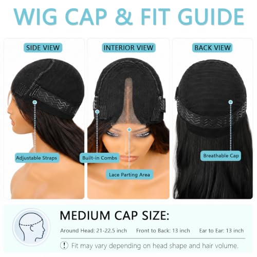 Image of AISI HAIR Black Wig for Women, Long Wavy Lace Hairline Middle Part Synthetic Heat Resistant Wig for Daily Party-26 Inch