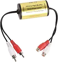Eliminador de ruído, fio de sinal de cobre com conector auxiliar de 3,5 mm, reduz ruídos indesejados e zumbido, melhora o sinal de rádio, ideal para áudio de carro
