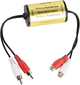 Eliminador de ruído, fio de sinal de cobre com conector auxiliar de 3,5 mm, reduz ruídos indesejados e zumbido, melhora o sinal de rádio, ideal para áudio de carro
