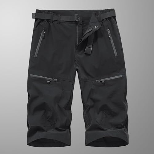 CWXKGL Short cargo masculino leve elástico Seventh com 6 bolsos com zíper à prova d'água para camin