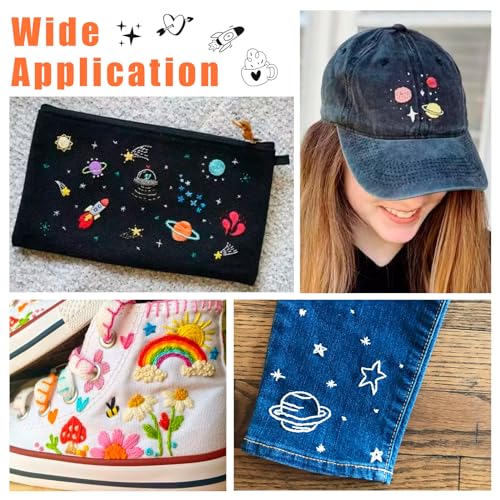 Image of 80 Pcs Water Soluble Embroidery Patterns 4 Sheets Letter 0-9 Number Stick and Stitch Embroidery Paper Wash Away Embroidery Transfer Paper Stabilizers for Hand Sewing