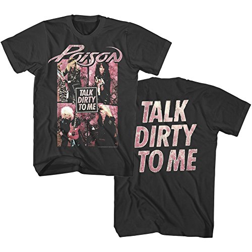American Classics Poison Talk Dirty To Me Pink Logo Group Front & Back Print Photo Squares Adult T-Shirt #TOP3