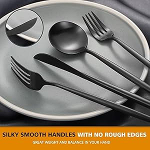 Matte Black Silverware Set Oliviola 60 Piece Stainless Steel Flatware Cutlery Set Service for 12 Satin Finish Kitchen Utensil Set Dishwasher Safe