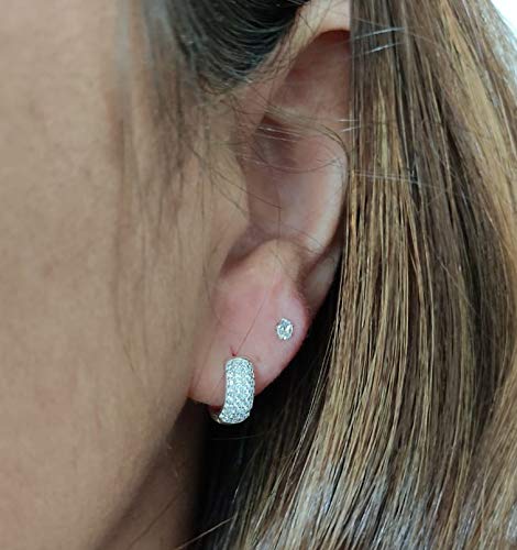 Brinco Feminino E Masculino Argola Cravejada Estilo Neymar De Prata