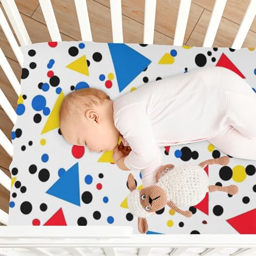 Image of Crib Sheet Breathable Soft Crib Mattress Sheet for Baby Toddler Boys Girls Fitted Crib Sheet Fit Standard Crib Mattress 39 x 27 Inch Colorful Triangle Dots