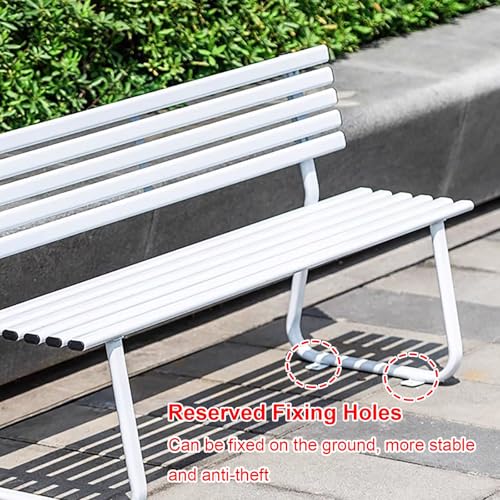 Banco de jardín resistente a la intemperie con respaldo de metal para patio y parque 8