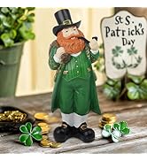 Cynkeyee Saint Patricks Day Figurine - Resin St Patrick Indoor Decoration Leprechaun Statue with ...