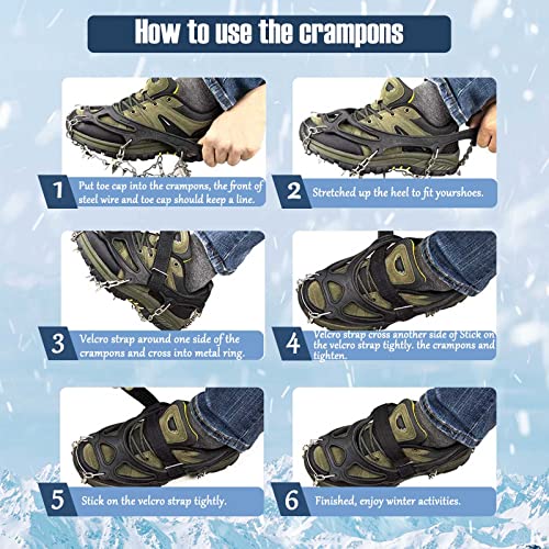 image for SEAYO Crampons Ice Cleats Traction Snow Grips for Boots Shoes Women Me
