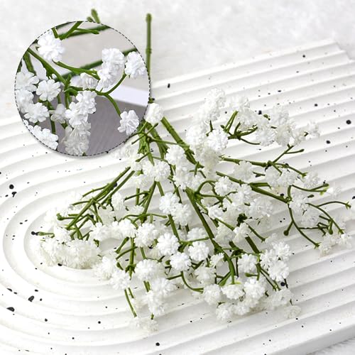 Baby Breath Flowers Artificial 18 Pcs Fake Artificial Gypsophila Flowers White Faux Babys Breath Flower Bouquet for Wedding Home image 2