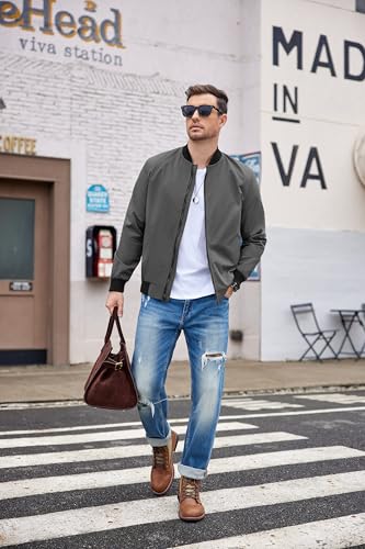 Image of COOFANDY Men Bomber Jacket Lightweight Windbreaker Jackets Casual Softshell Flight Fashion Winter Fall Coat with Pocket