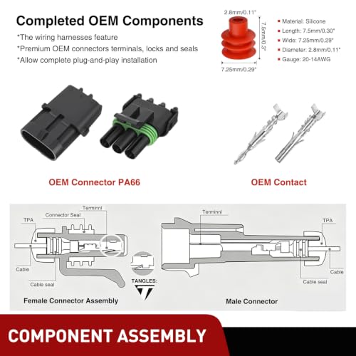 Image of Nilight 298PCS 1 2 3 4 6 Pin Waterproof Automotive Electrical Connector Kit | Quick Connect and Disconnect Male Female Pin 20-16AWG Terminal Wire Connectors for Car Truck Motorcycle Marine Boat - 25 Kits