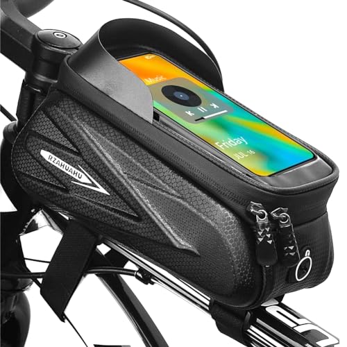 BYKVORL Bike Frame Bag Phone Mount Waterproof Top Tube Bag Bicycle Accessories Touch Screen Front Bike Pouch Fits Phone Under 7.2