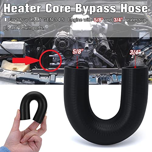 Pqy Heater Core Crossover Coolant Bypass Hose 5/8" End And 3/4" End With 2Pcs Clamps For Ls For Lt #TOP1
