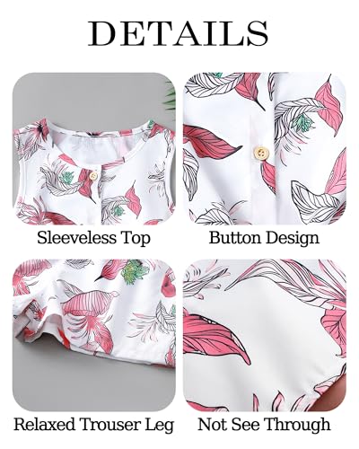 Image of YOURUIKEY Girls Summer Outfits Cute Clothes for Kids Hawaiian Beach Sleeveless Floral Crop Top Shorts Tween Girl Clothing Set