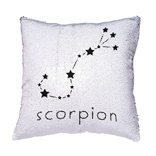 Coussin Sequin Noir Scorpion haut de gamme au design constellation