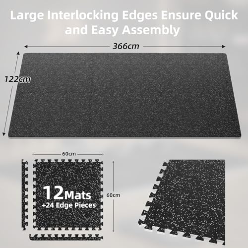 Mdeam 0.56" Thick Gym Flooring for Home Gym, 48 Sq Ft Rubber Top Floor Mats by Mdeam - Used condition - Image 2