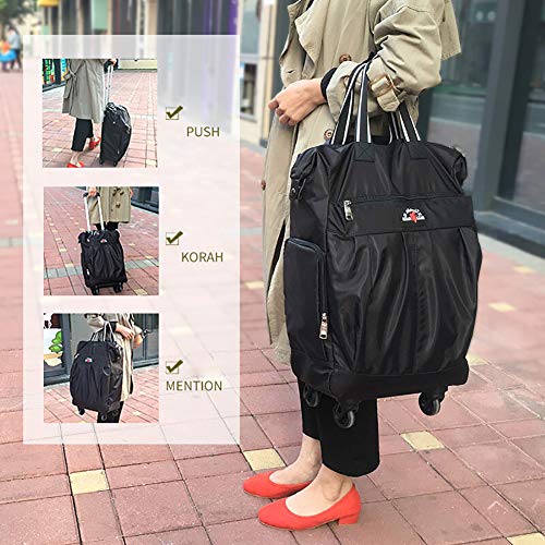 SODKK Einkaufswagen mit 4 Räder Rollen, 25L Einkaufstrolley mit Einkaufstasche & verstellbare Handgriffe, Großer Regenfeste Stabiler Handwagen, Gestell aus Aluminium Schwarz – Bild 4