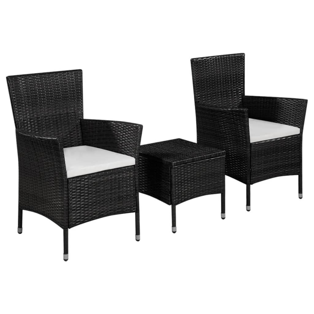 Conjunto de Muebles de jardín Mesa y sillas para terraza Set de Muebles de Exterior Set Mesa y sillas bistró de jardín 3 pzas ratán sintético Negro