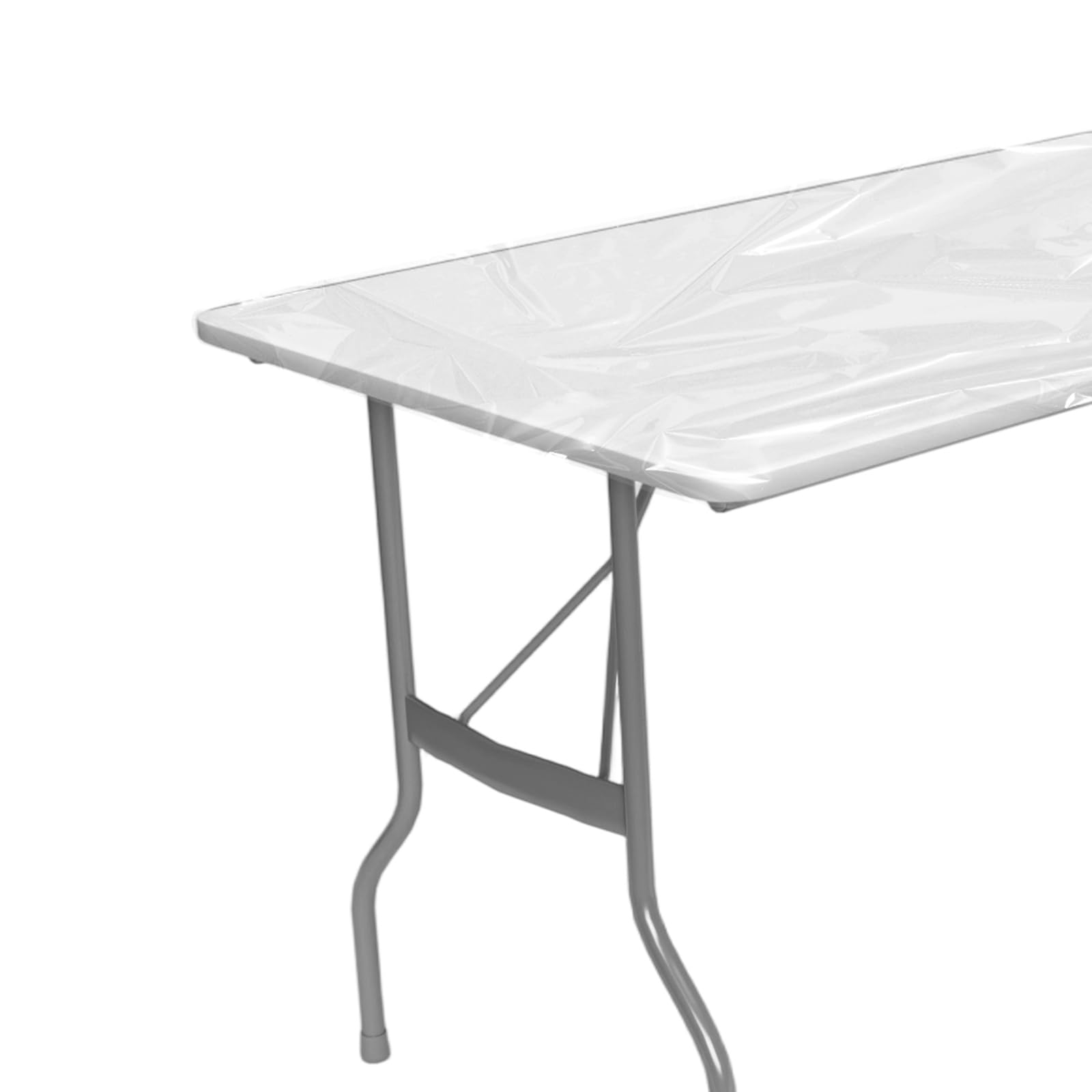 M METERXITY Rectangle Vinyl Tablecloth, 94.5"x31.5" Waterproof Elastic Fitted Table Covers for 8 Foot Tables, Rectangle Plastic Tablecloth for Picnic/Camping/Outdoor [Transparent]