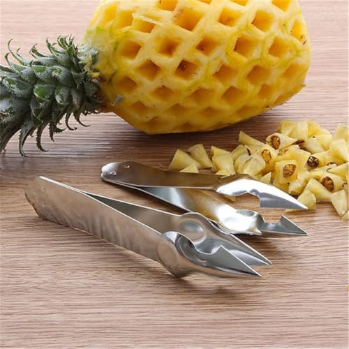 Image of Pineapple Corer Stainless Steel Pineapple Eye Remover Tool - Eye Peeler, Practical Seed Remover Clip Slicer Clip Fruit Kitchen Tool (18 /8 Stainless Steel, 2) (2PCS Eye Remover)