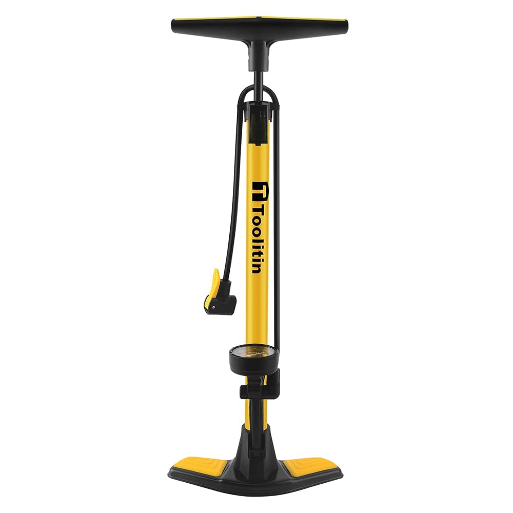 TOOLITIN Floor Bike Pump with Gauge,160 PSI High Pressure,Bicycle Pump Compatible with Presta and Schrader Valve,Bike Tire Pump for Road Bike,MTB,Hybrid,Balls