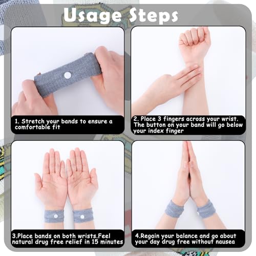 Image of Tondiamo 4 Pairs Motion Sickness Bracelets for Kids Adults, Nausea Bands Travel Wristbands for Car, Plane, Cruise, Morning Sickness(Cartoon Car)