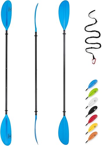 OCEANBROAD Remo de kayak de eje de carbono ajustable de 86 pulgadas86.6in a 94 pulgadas94.5in y remo de kayak fijo de 90 pulgadas90.6in con correa