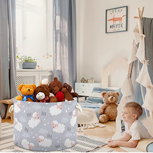 Image of visesunny Sweet Dreams Sheep Animal Pattern Laundry Baskets Fabric Storage Bin Storage Box Collapsible Storage Basket Toy Clothes Shelves Basket for Bathroom,Bedroom,Nursery,Closet,Office