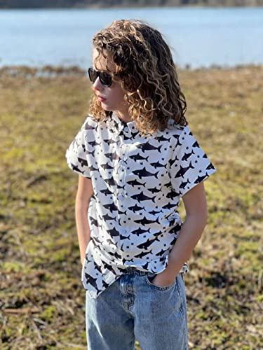 Uideazone Little Boy's Shark Graphic Casual Button Down Shirts Summer Daily Short Sleeve Child's Dress Shirts Cute Cool Lightweight Shirt Outfit For Kids 2-3T #TOP2