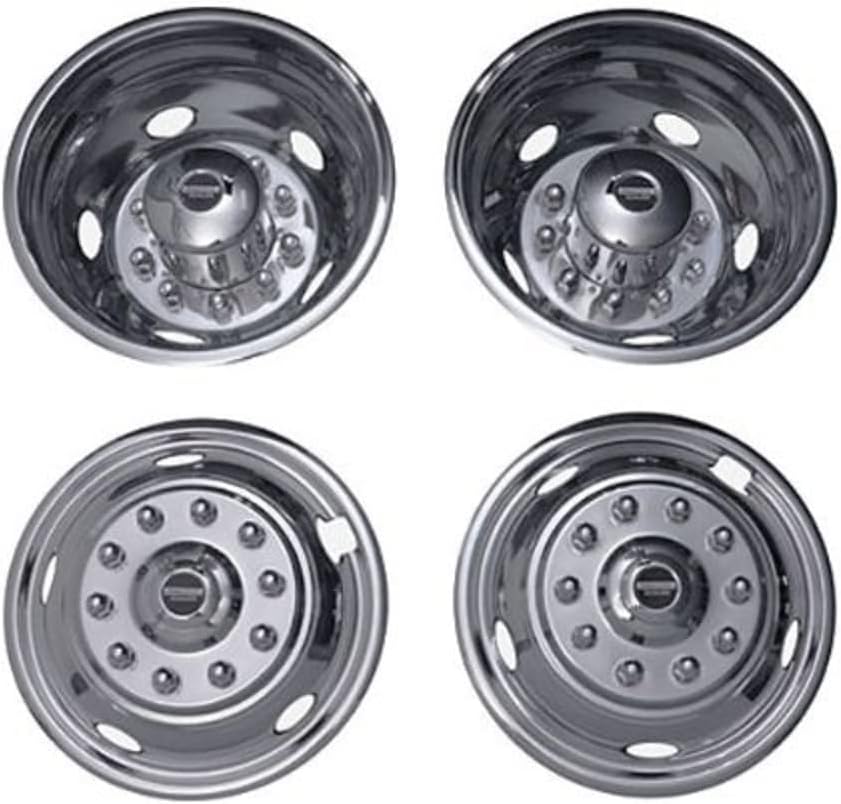 Pacific Dualies 31-1950 Polished 19.5 Inch 10 Lug Stainless Steel Wheel Simulator Kit for 2019 and Earlier Ford F650 Tow Trucks Only - 19.5" x 7.50" Wheels , white : Automotive